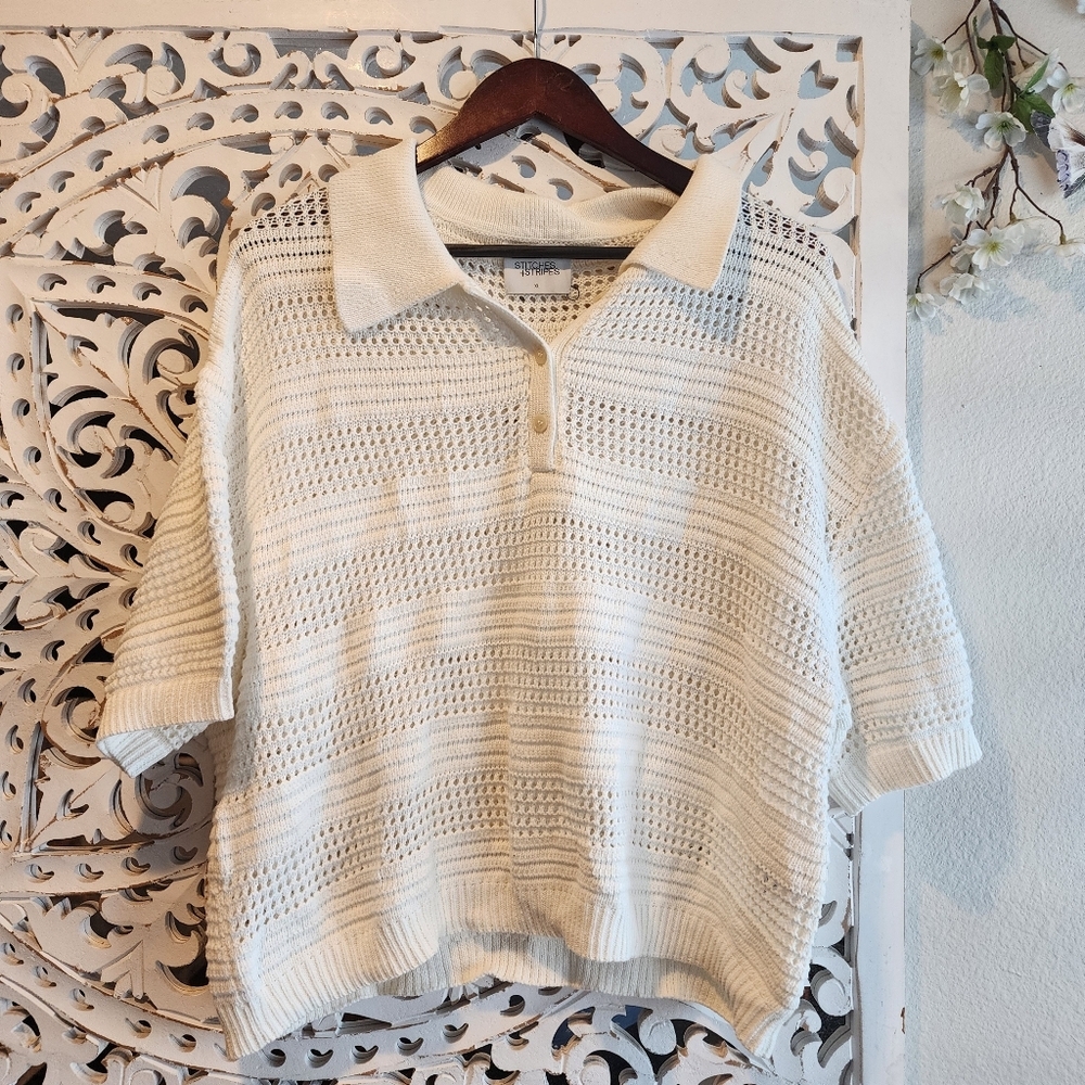 STITCHES & STRIPES REVOLVE TAYLIN POLO IN CHALK COLOR WOMENS SIZE XL NWOT - Picture 6 of 15